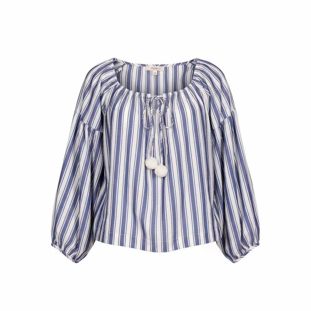 Madewell  Blue and White Striped Blouse